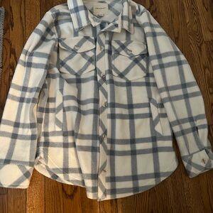 Thread & Supply Blue and White Plaid Teddy Jacket